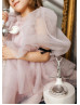 Puff Sleeves Tulle Tiered Flower Girl Dress